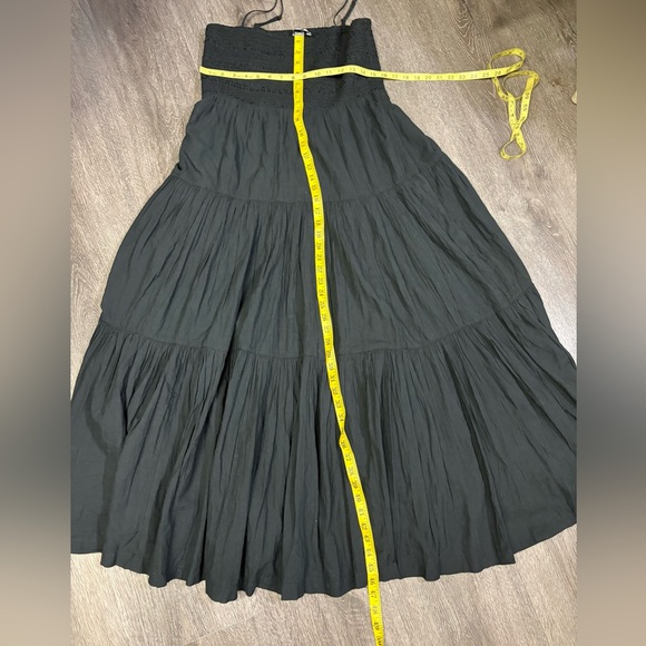 American Eagle XL Black Smocked Tiered Maxi Dress Lined Spaghetti Straps Pockets - Picture 15 of 15